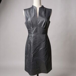 Antonio Melani Sleeveless Mock Neck V-Neck Sheath Dress Gray Size 4